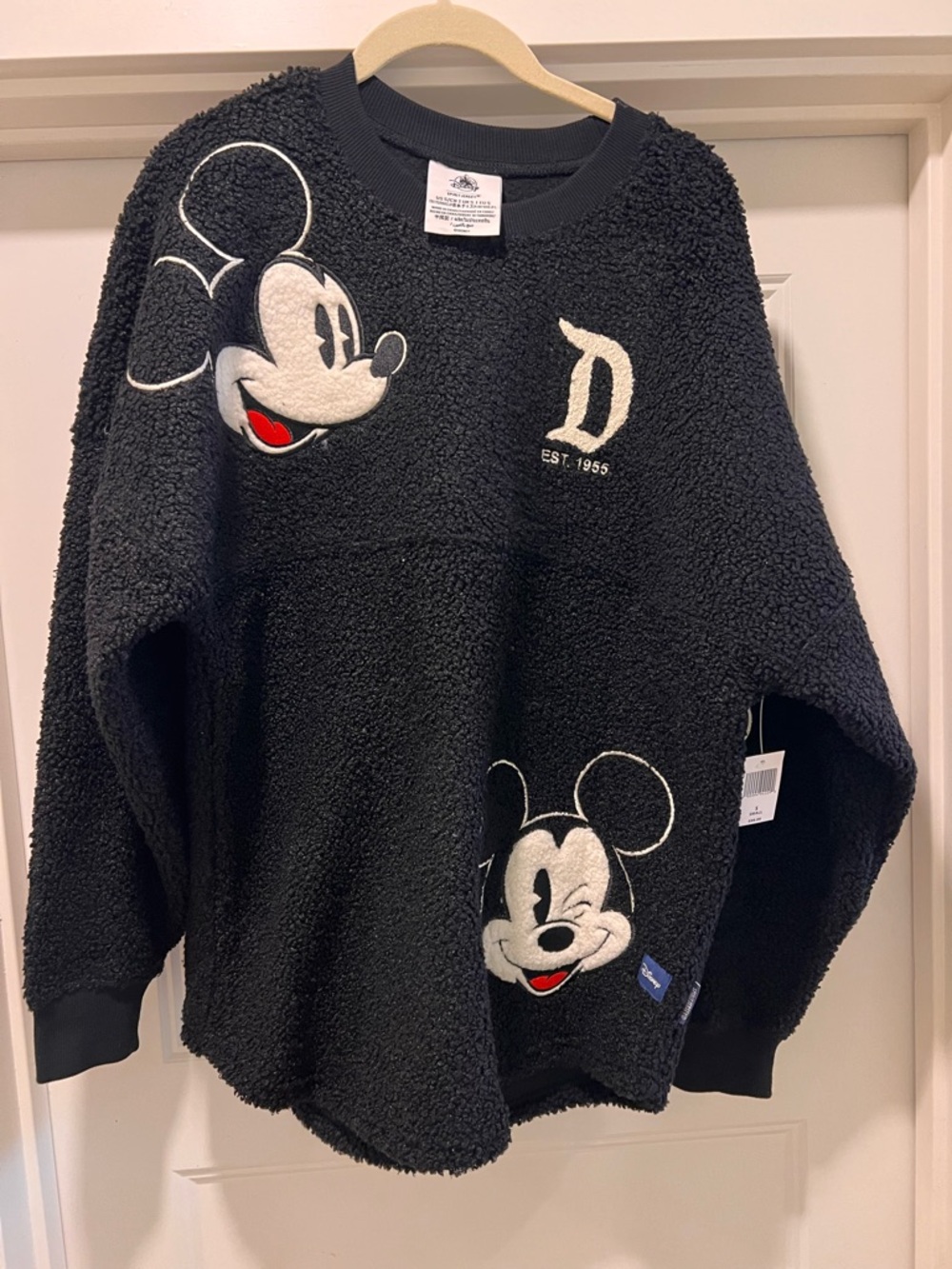Disney Black Mickey Sherpa Sweatshirt with White & Red Accents